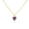 Amethyst Set Heart Necklace in Fully Gold Plated Silver