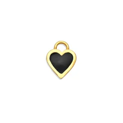 Black Enamel Classic Heart Charm