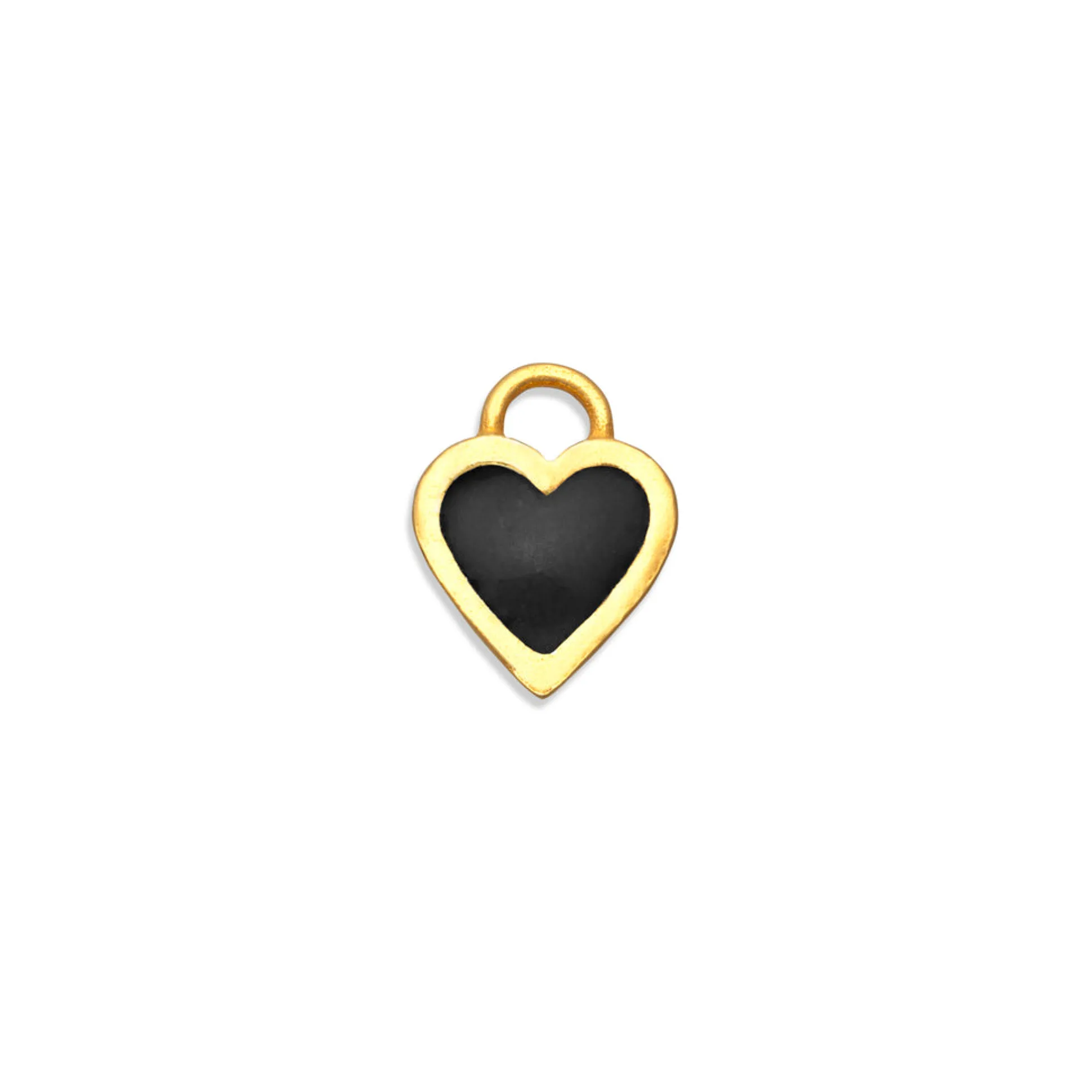 Black Enamel Classic Heart Charm