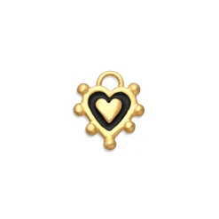 Black Enamel Sacred Heart Charm