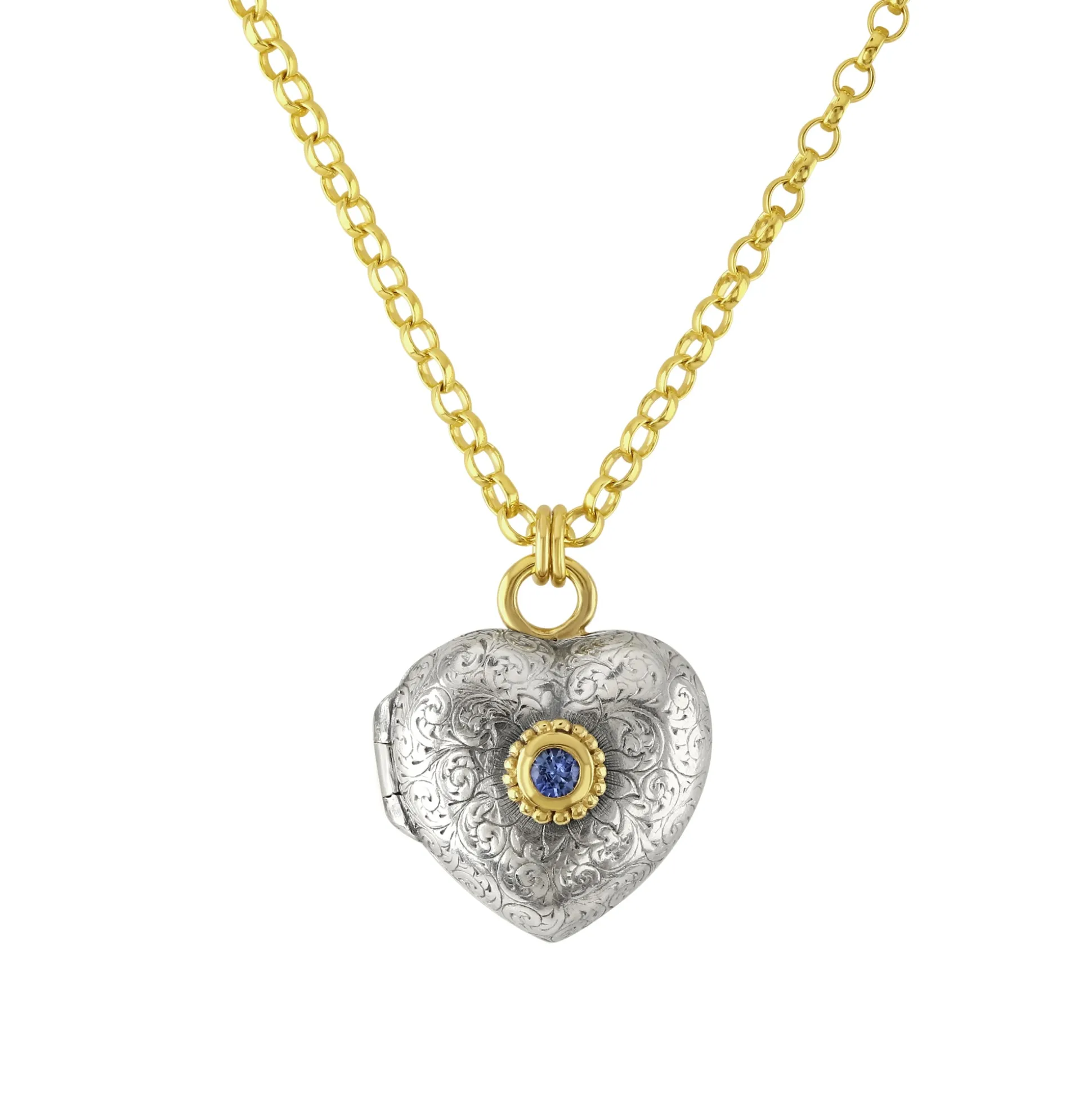 Blue Sapphire Love Locket Necklace
