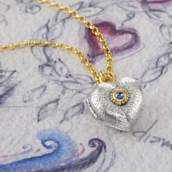 Blue Sapphire Love Locket Necklace