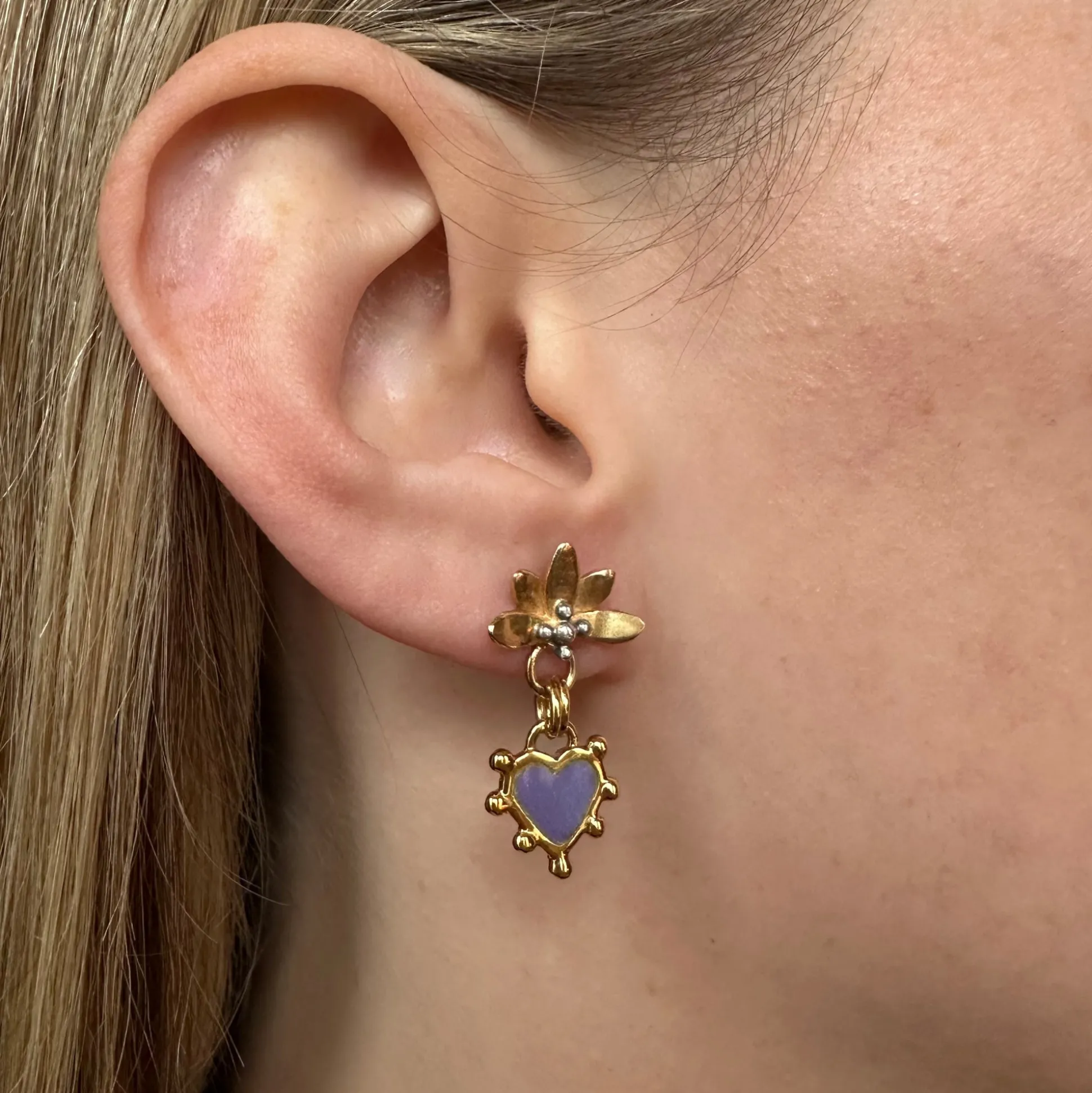 Boho Heart Enamel Sunset Earrings