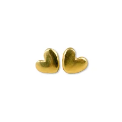 Chubby Heart Gold Plated Silver Earrings