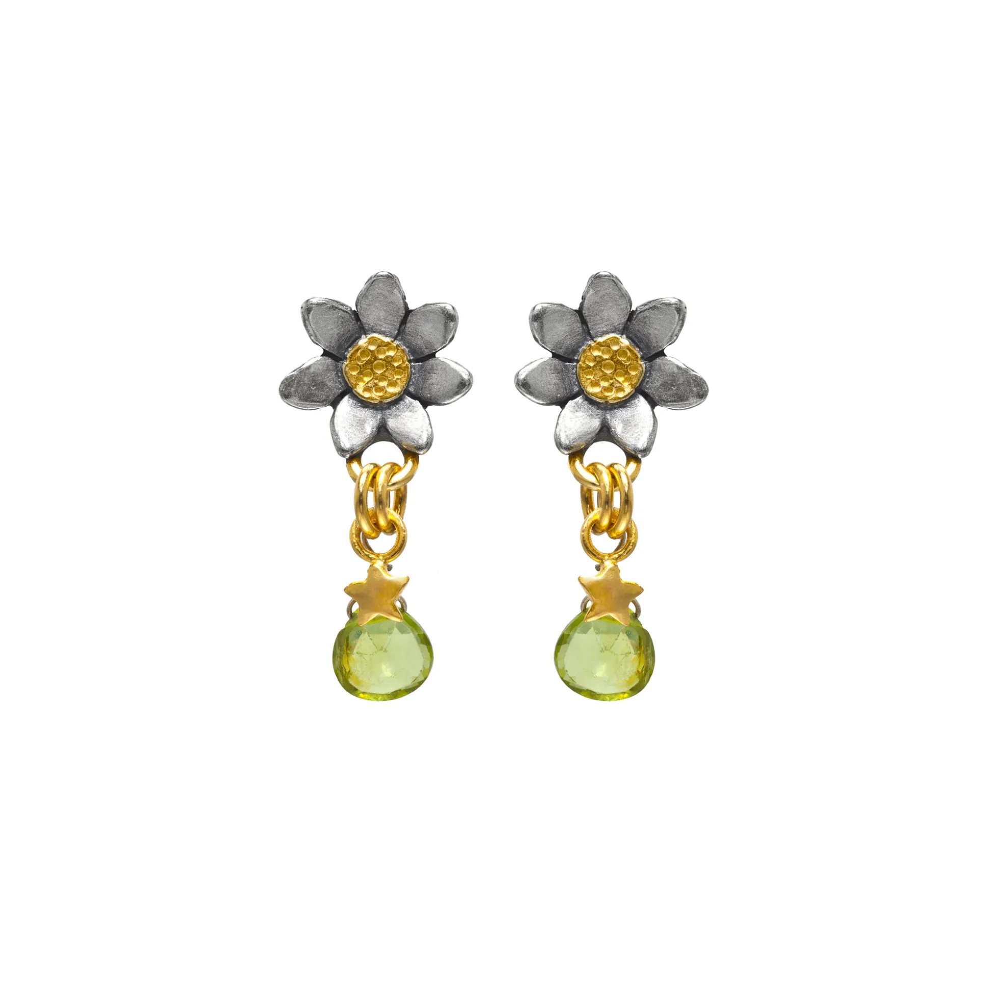 Classic Flower Stone Drop Earrings