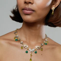 Classic Flower Stone Drop Earrings