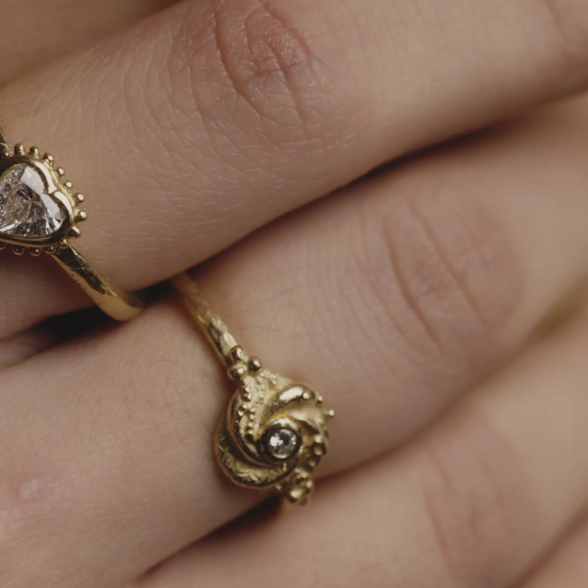 18ct Gold & Diamond Tiny Algerian Loveknot Ring
