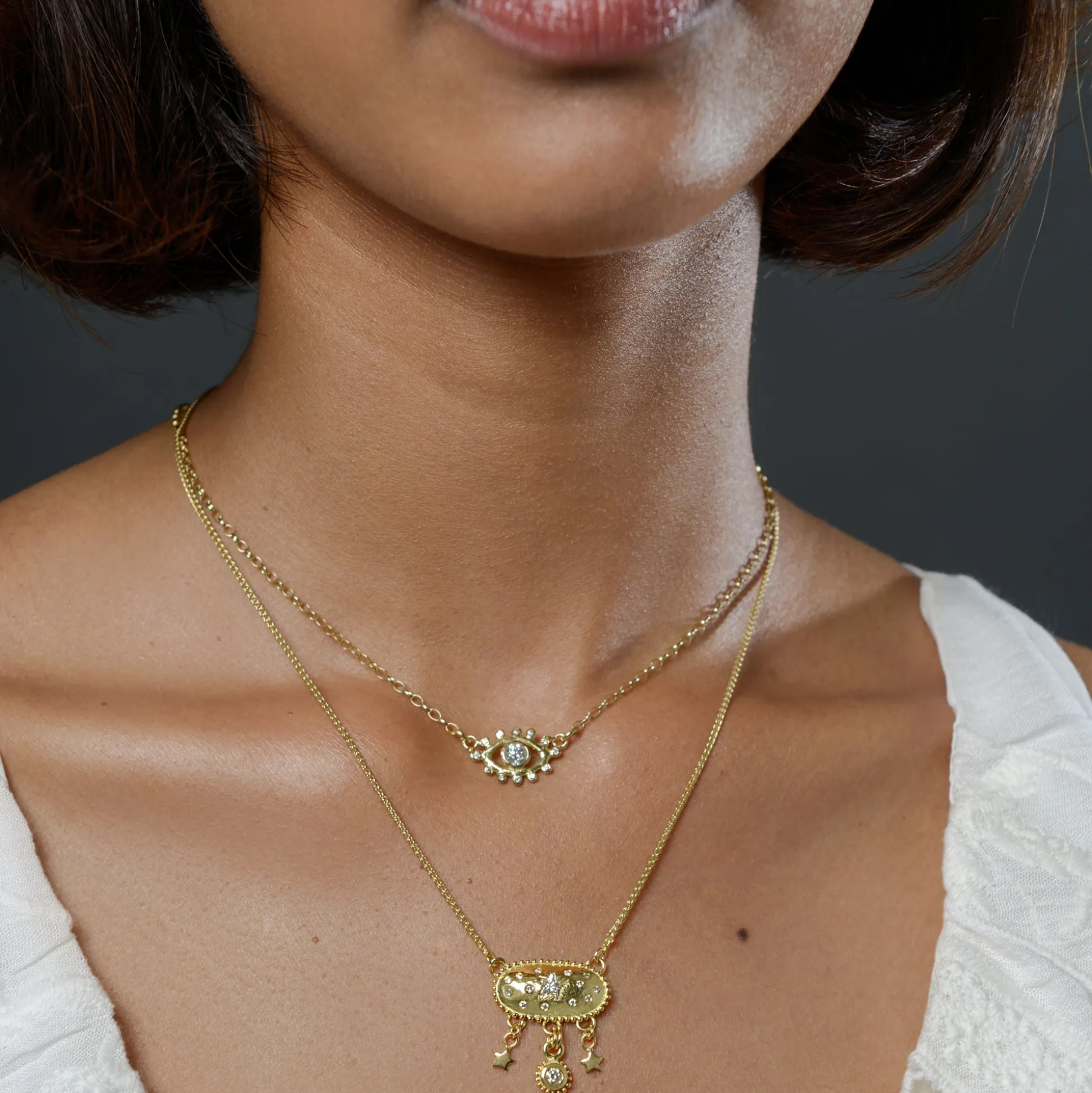 Diamond Eye Amulet Necklace
