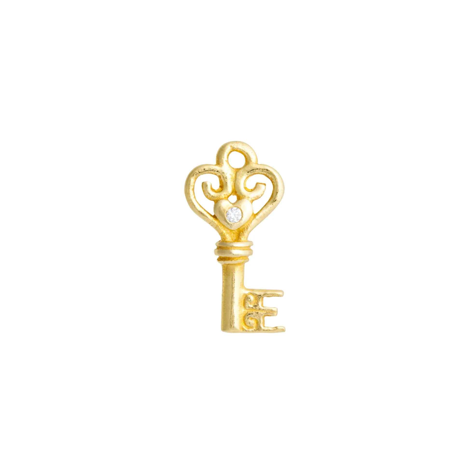 Diamond Heart Key Charm