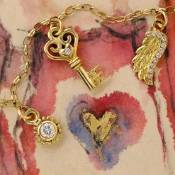 Diamond Heart Key Charm