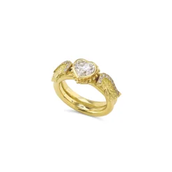 Diamond Heart Venetian Wing Ring