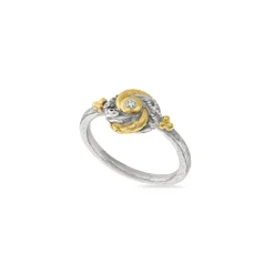 Diamond Set Tiny Algerian Loveknot Ring