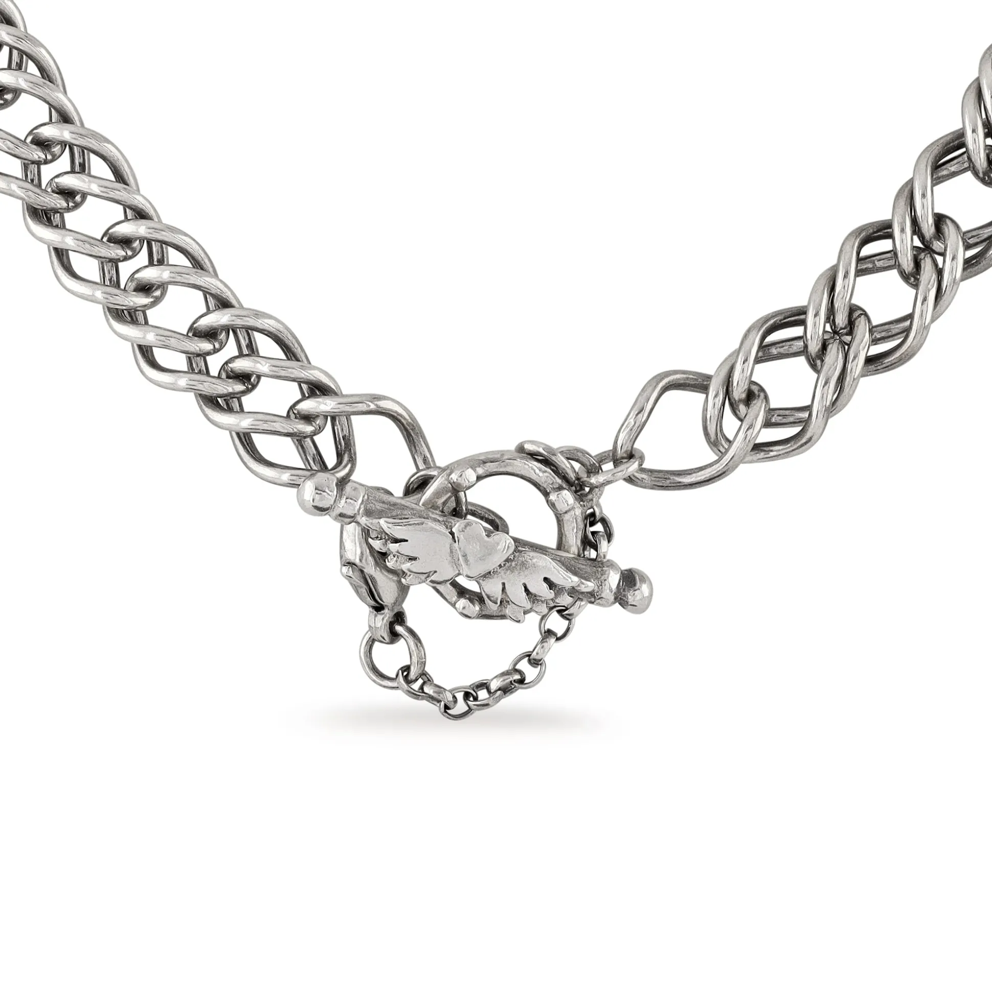 Double French Curb Mega Charm Necklace