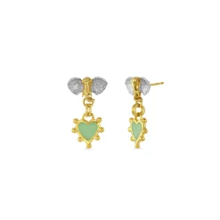 Elephant & Enamel Heart Drop Earrings