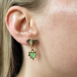 Elephant & Enamel Heart Drop Earrings