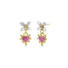 Flamingo Pink Boho Heart Mini Floris Earrings