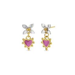 Flamingo Pink Boho Heart Mini Floris Earrings