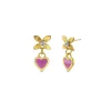 Flamingo Pink Classic Heart Mini Floris Earrings