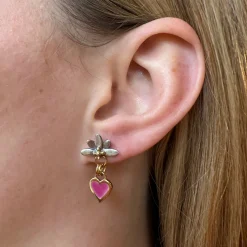 Flamingo Pink Classic Heart Sunrise earrings