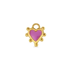 Flamingo Pink Enamel Boho Heart Charm