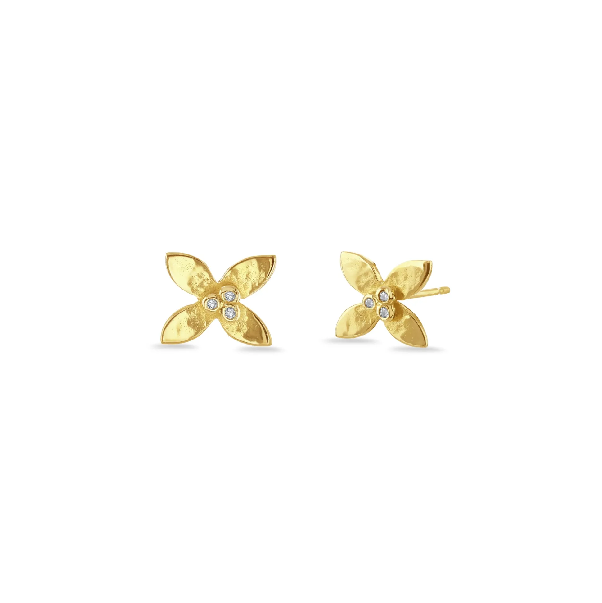 Gold & Diamond Mini Floris Stud Earrings