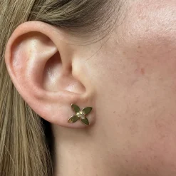 Gold & Diamond Mini Floris Stud Earrings