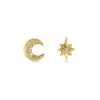 Gold & Diamond Mini Moon & North Star Stud Earrings