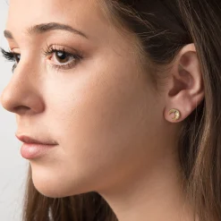 Gold & Diamond Mini Moon & North Star Stud Earrings