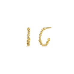 Gold & Diamond Mini Pebble Hoop Earrings