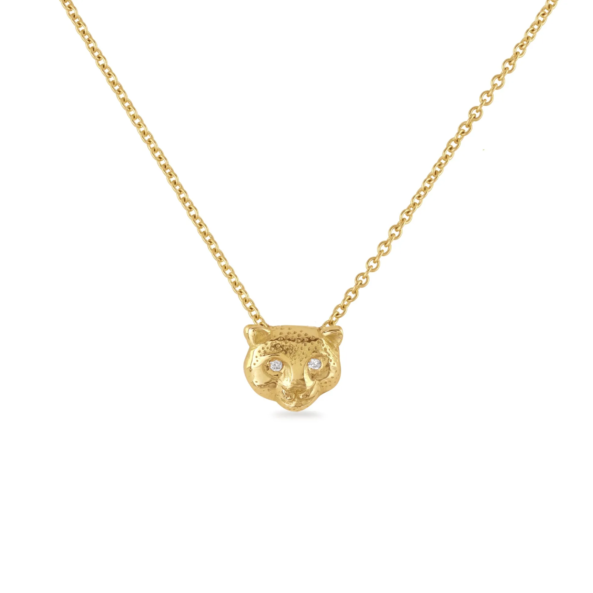 Gold & Diamond Snow Leopard Trapeze Necklace