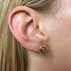 Gold & Diamond Snow Leopard Stud Earrings