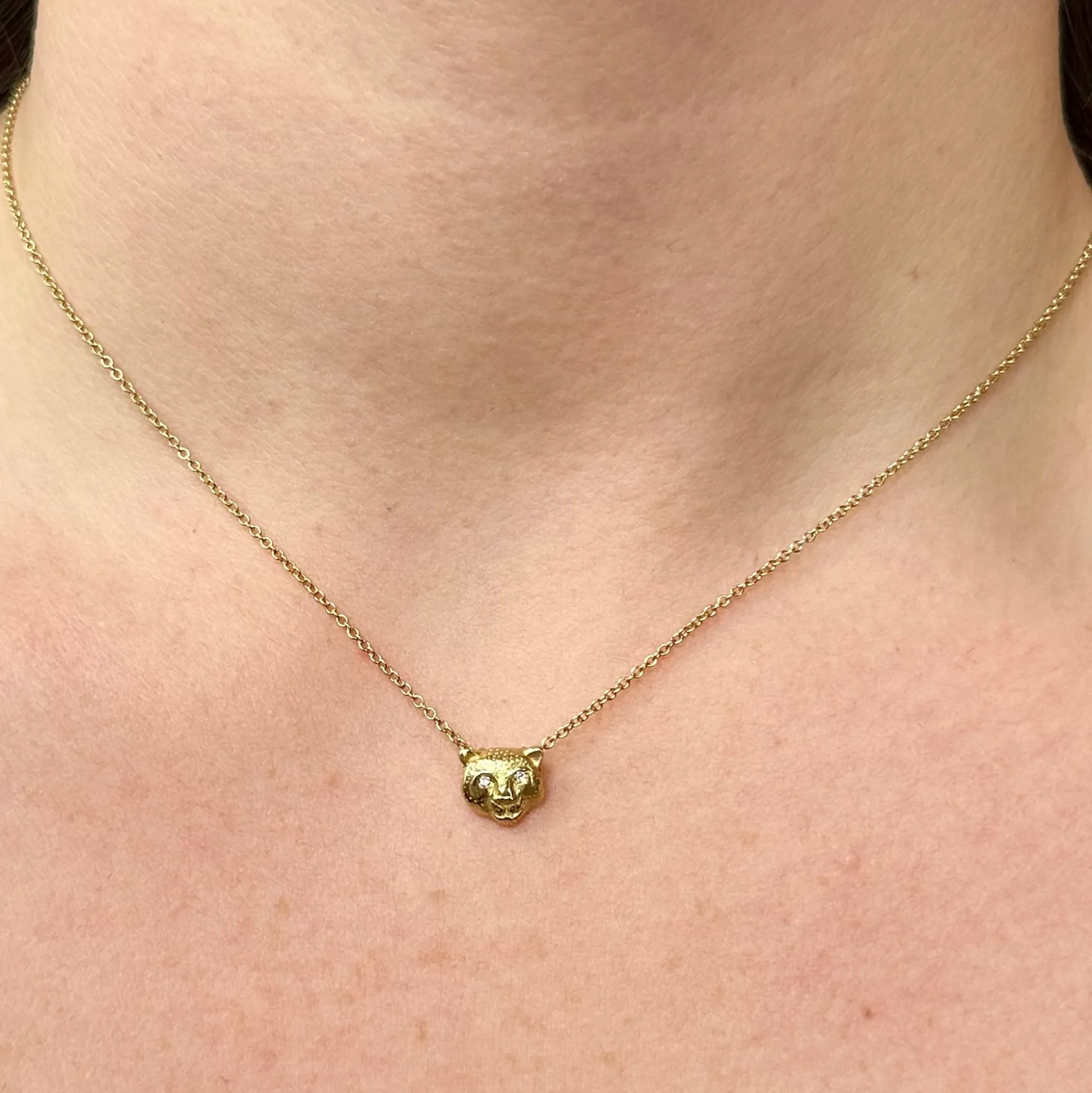 Gold & Diamond Snow Leopard Trapeze Necklace
