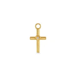 Gold & Diamond Tiny Cross Charm