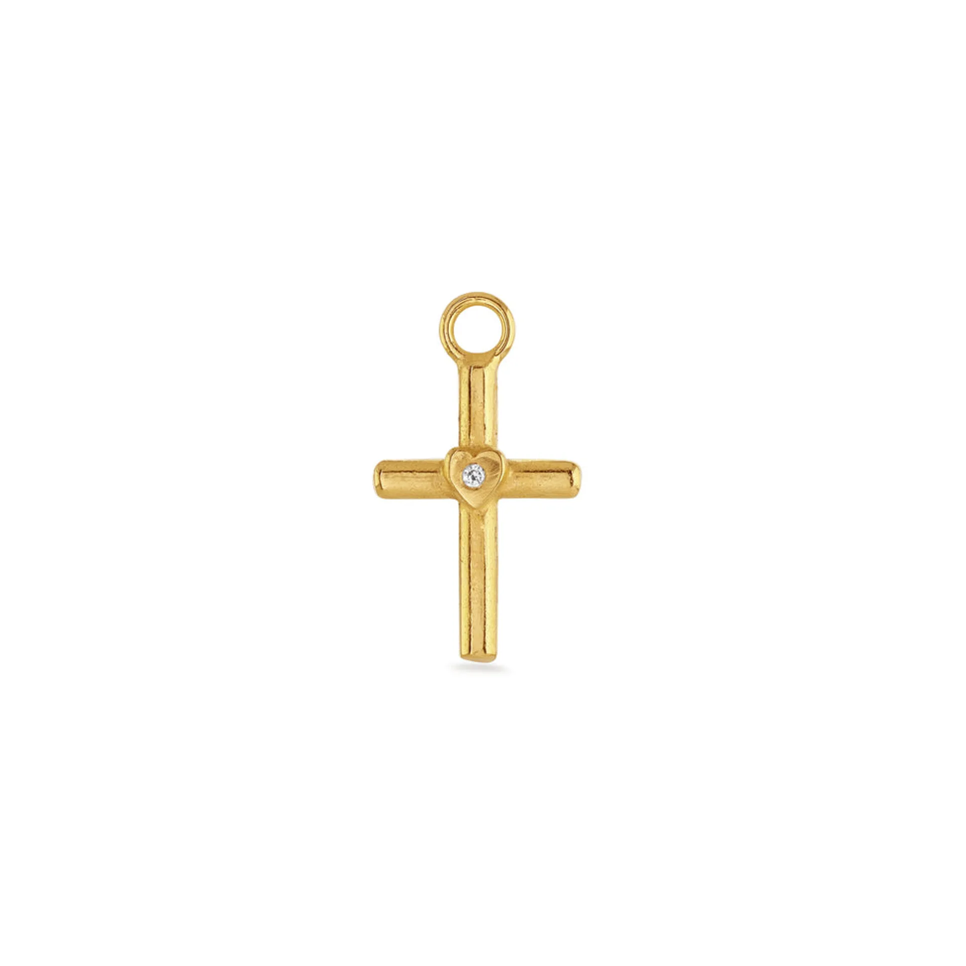 Gold & Diamond Tiny Cross Charm