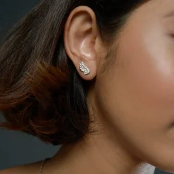 Gold & Diamond Venetian Wing Studs | Sophie Harley London