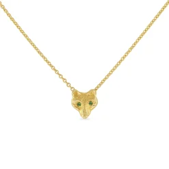 Gold & Diamond Wolf Trapeze Necklace