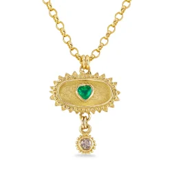 Gold, Emerald & Diamond Kinship Amulet Necklace