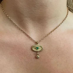 Gold, Emerald & Diamond Kinship Amulet Necklace