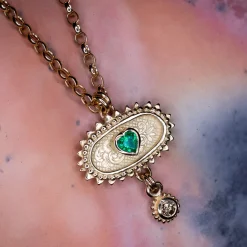 Gold, Emerald & Diamond Kinship Amulet Necklace