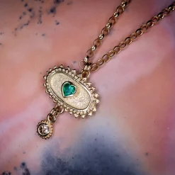 Gold, Emerald & Diamond Kinship Amulet Necklace
