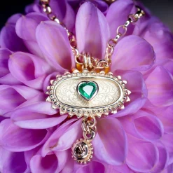 Gold, Emerald & Diamond Kinship Amulet Necklace