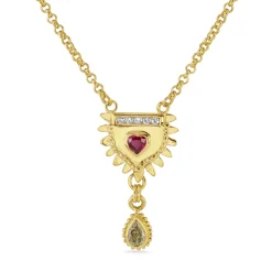 Gold, Ruby & Diamond Totem Necklace
