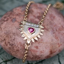 Gold, Ruby & Diamond Totem Bracelet