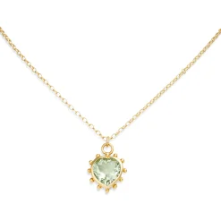 Green Amethyst Set Heart Necklace