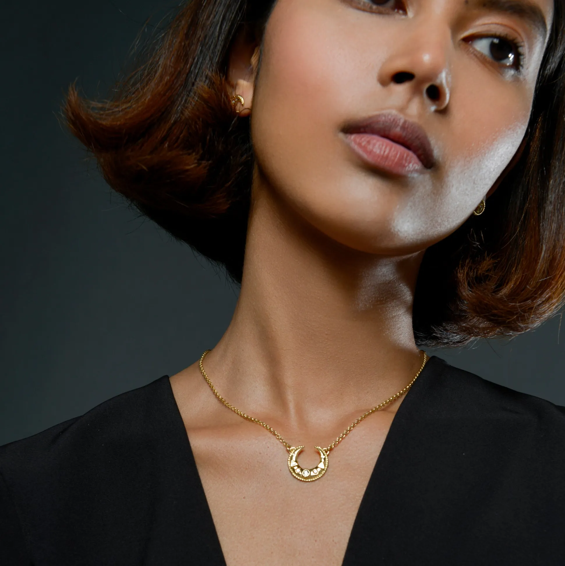 Large Luna Gold & Diamond Necklace