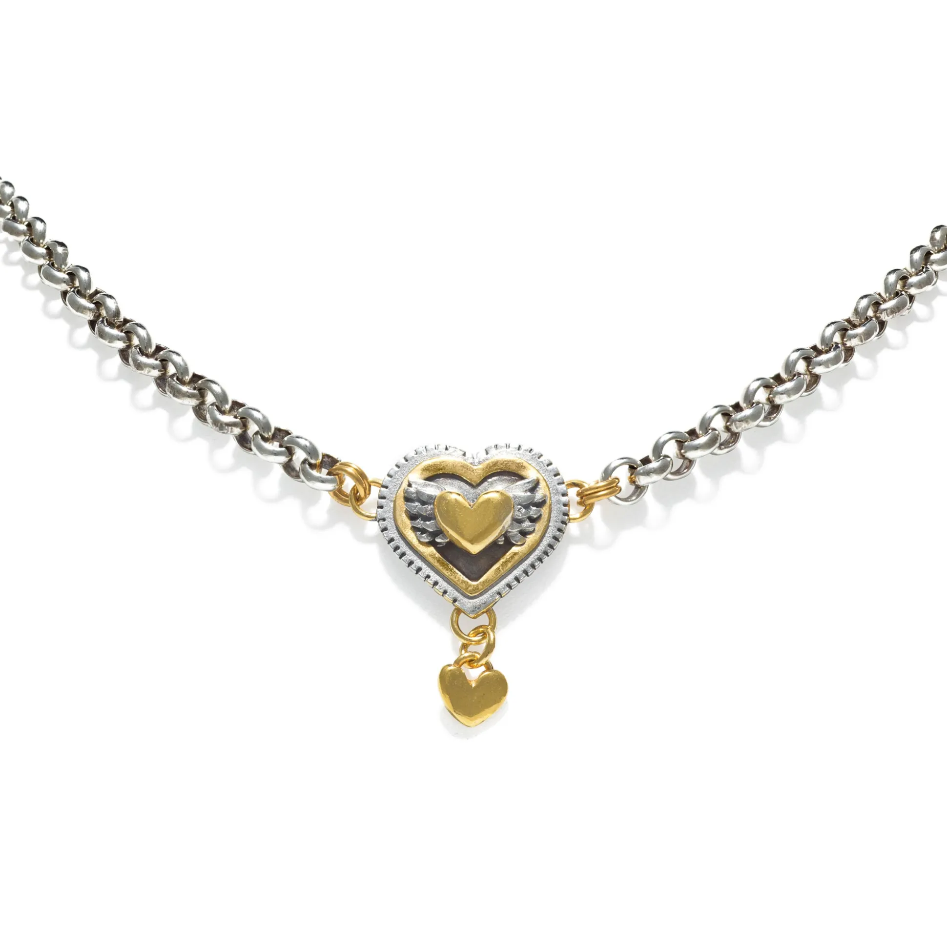 Layered Winged Heart Necklace