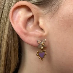 Lilac Boho Heart Mini Floris Earrings