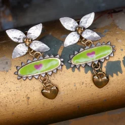 Limited Edition Pink Heart Floris Amulet Earrings