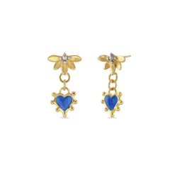 Lotus & Boho Enamel Heart Drop Earrings