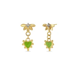 Lotus & Boho Enamel Heart Drop Earrings